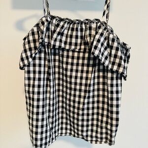 a new day Black and White Gingham Blouse
